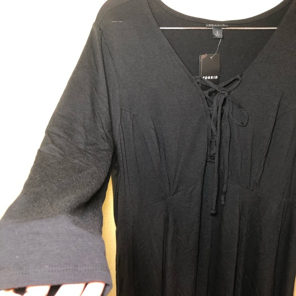 Torrid Midi Jersey Tie-Front Dress Size 2 - Picture 5 of 6